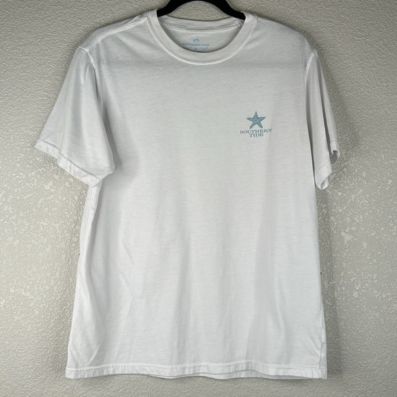 Southern Tide Summer White Pastel Shell Print Short Sleeve T-Shirt Size Medium - Picture 3 of 5